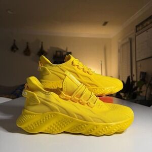 Mens Size 7 Yellow Sneakers Chunky Streetwear Techwear New No Box Spring Summer